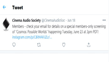 Cinema Audio Society Tweet